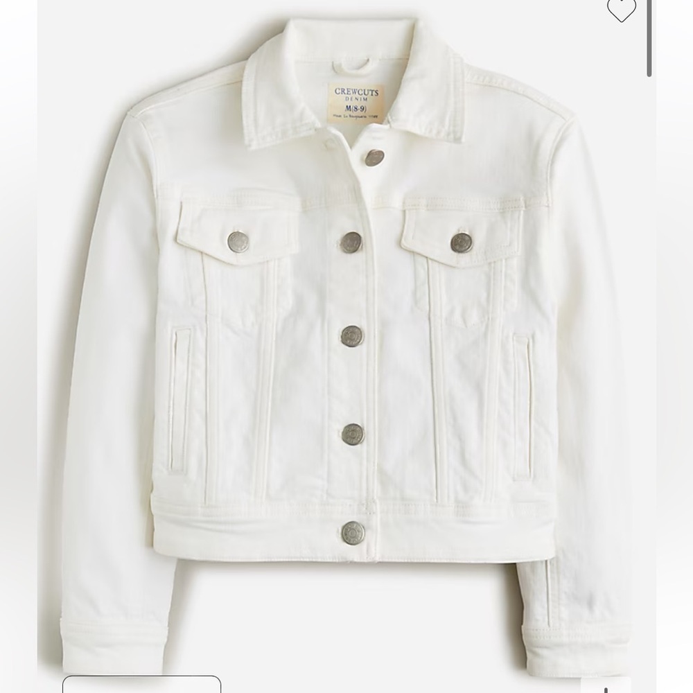 J crew Girls' cropped denim trucker jacket in white